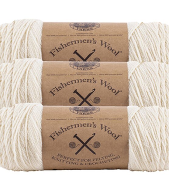 Lion Brand Fishermens Wool 205yds Worsted Ready To Dye Yarn 3 Bundle