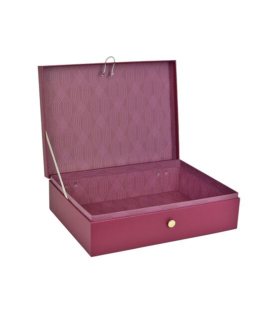 12.5" Pink Rectangle Box With Elastic Button Closure by Place & Time, , hi-res, image 2