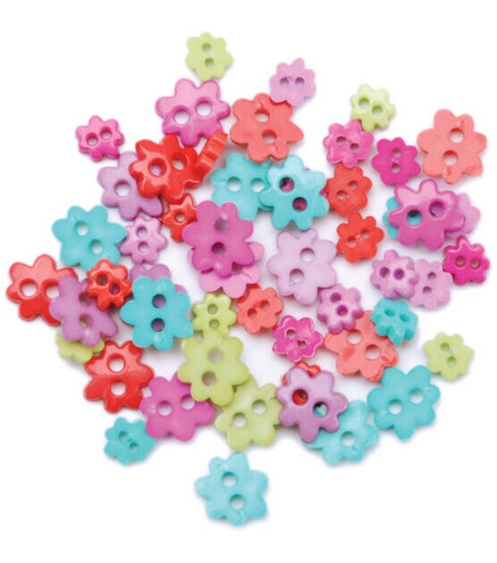Favorite Findings 49ct Mini Funky Flowers 2 Hole Buttons