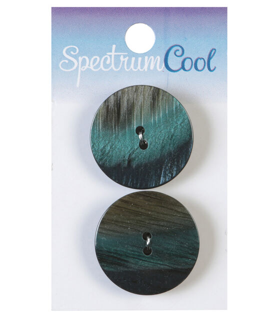 Spectrum Cool 1 1/8" Teal Ombre Round 2 Hole Buttons 2pk