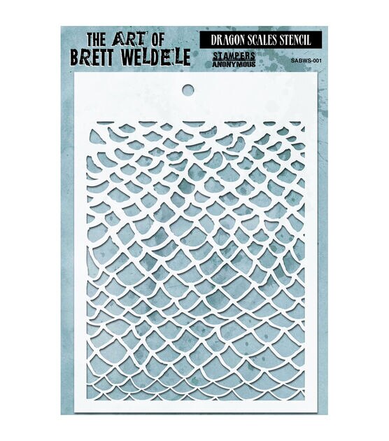 Stampers Anonymous Brett Weldele 5''x7'' Stencil Dragon Scales