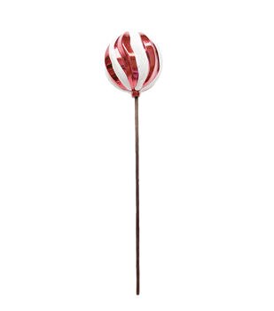 8 Christmas White Peppermint Lollipop Pick STK2 by Bloom Room