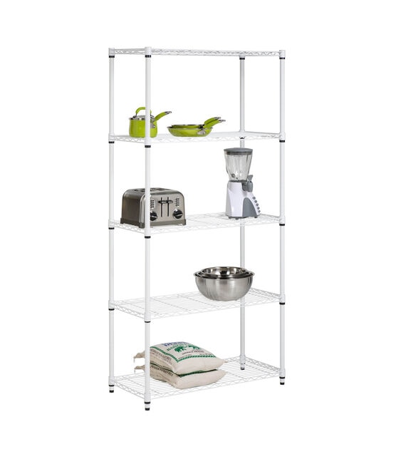 Honey Can Do 36" x 72" White 5 Tier Adjustable Shelving Unit 200lbs, , hi-res, image 11