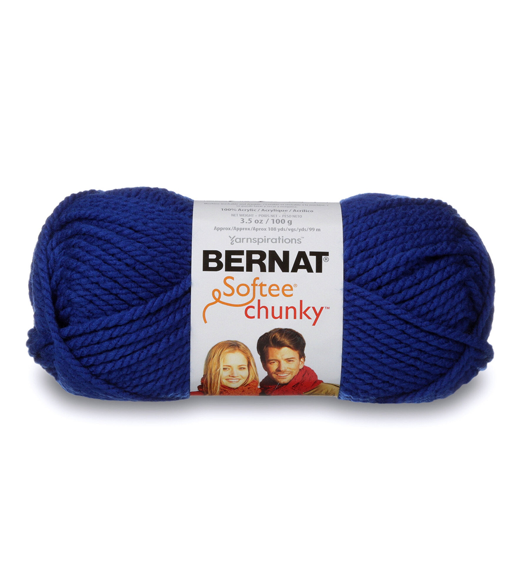 Bernat Softee Chunky 108yds Super Bulky Acrylic Yarn, Royal Blue, hi-res