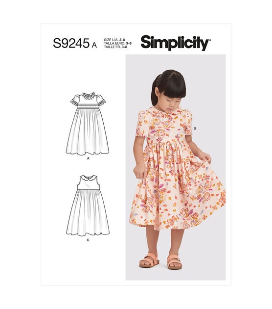 Simplicity S9245 Size 3 to 8 Children's Dress Sewing Pattern