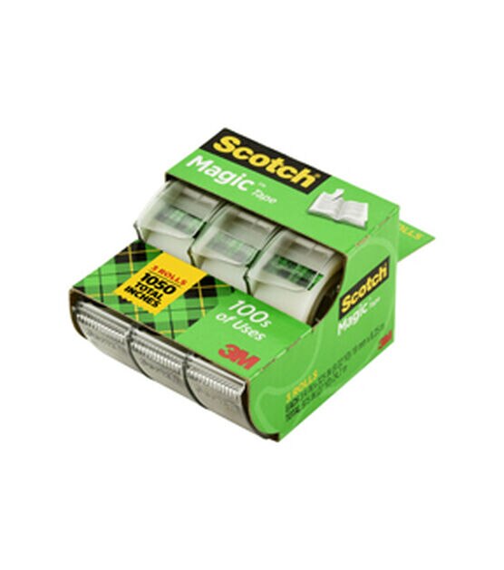 Scotch 3M Clear 3/4" x 25' Magic Tape Rolls 3pk, , hi-res, image 2