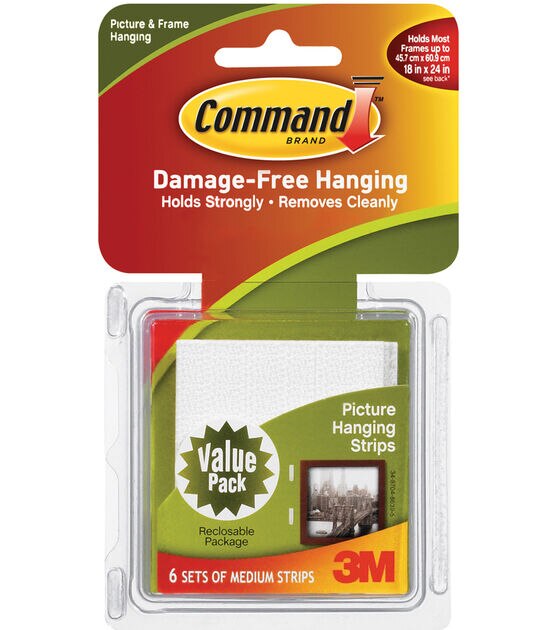 Command Large Picture Hanging Strips, 14 Black Adhesive Strip Pairs 28  Command Strips