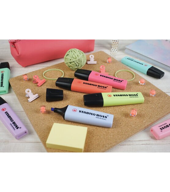 STABILO BOSS Original Pastel Highlighters - Deskset of 15 Colours- Includes  Grey