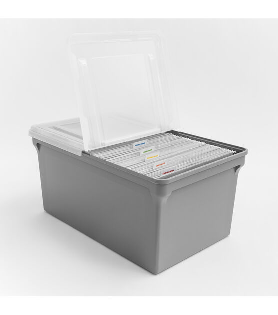 Iris Letter Size Split-Lid File Storage Box, Clear