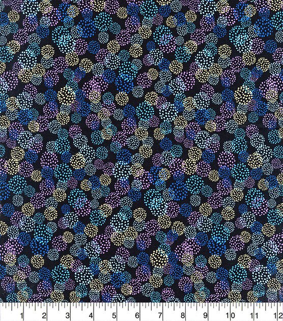 Hi Fashion Blue Floral Dots Premium Metallic Cotton Fabric, , hi-res, image 2