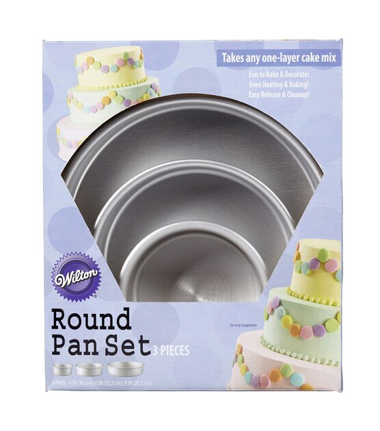 Aluminum Round Cake Pans, 3 Piece Set with 8", 6" and 4" Cake Pans