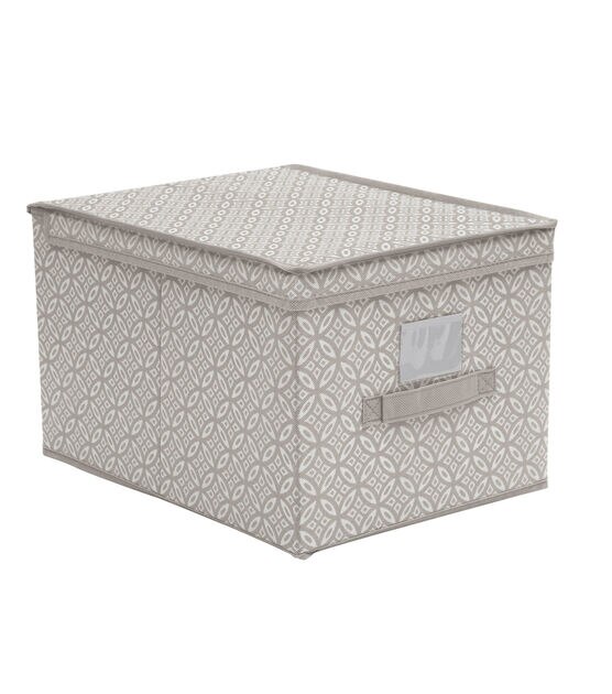 Simplify 12 x 10 Gray Boho Storage Box With Handle