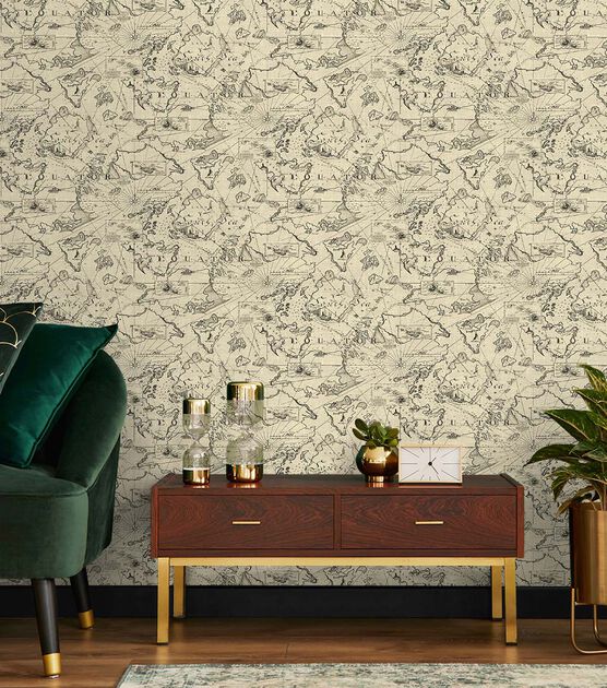 Tommy Bahama 20.5' x 18' Parchment Chartered Peel & Stick Wallpaper, , hi-res, image 2