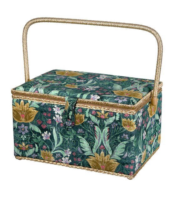  SINGER Large Sewing Basket Leaf Print with Emergency