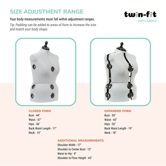 Dritz Twin-Fit Adjustable Dress Form, Large, , hi-res, image 3