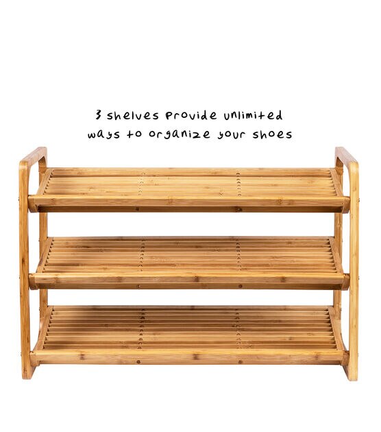 Natural Bamboo 3-Shelf Shoe Rack