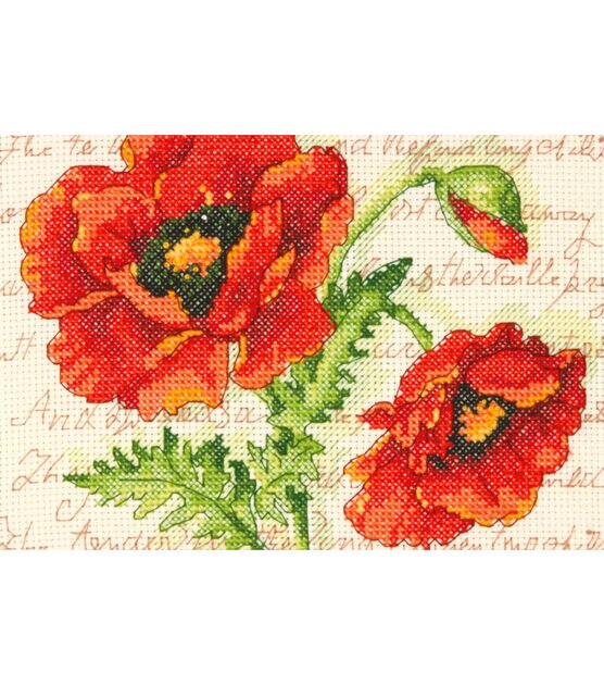Dimensions 7" x 5" Poppy Pair Counted Cross Stitch Kit