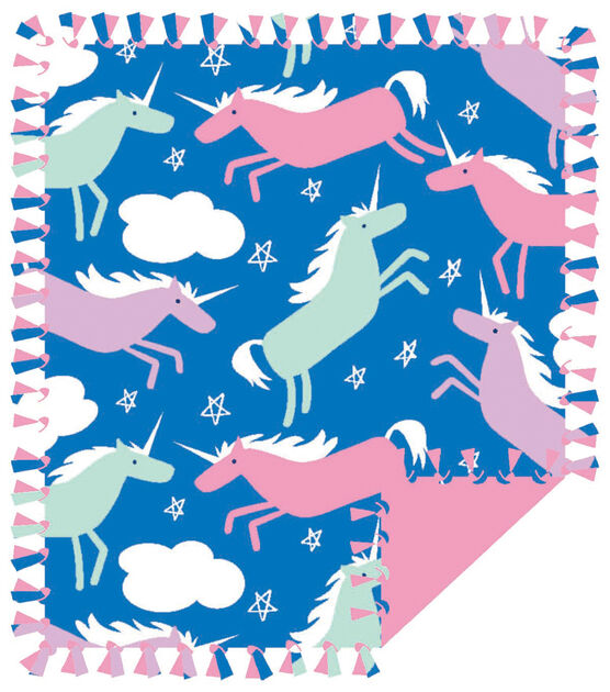 48" Wide Unicorns No Sew Fleece Blanket