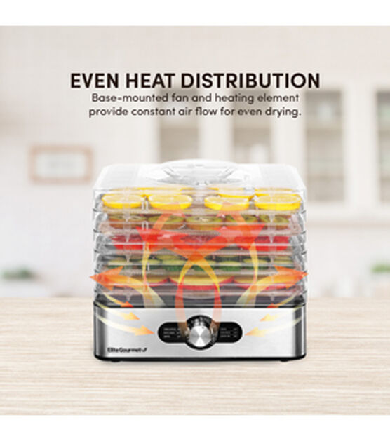 Elite Gourmet Food Dehydrator with Adjustable Temperature Dial, Black
