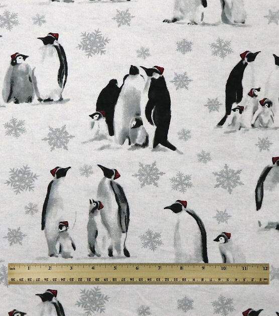 Penguins on White Super Snuggle Flannel Fabric, , hi-res, image 3