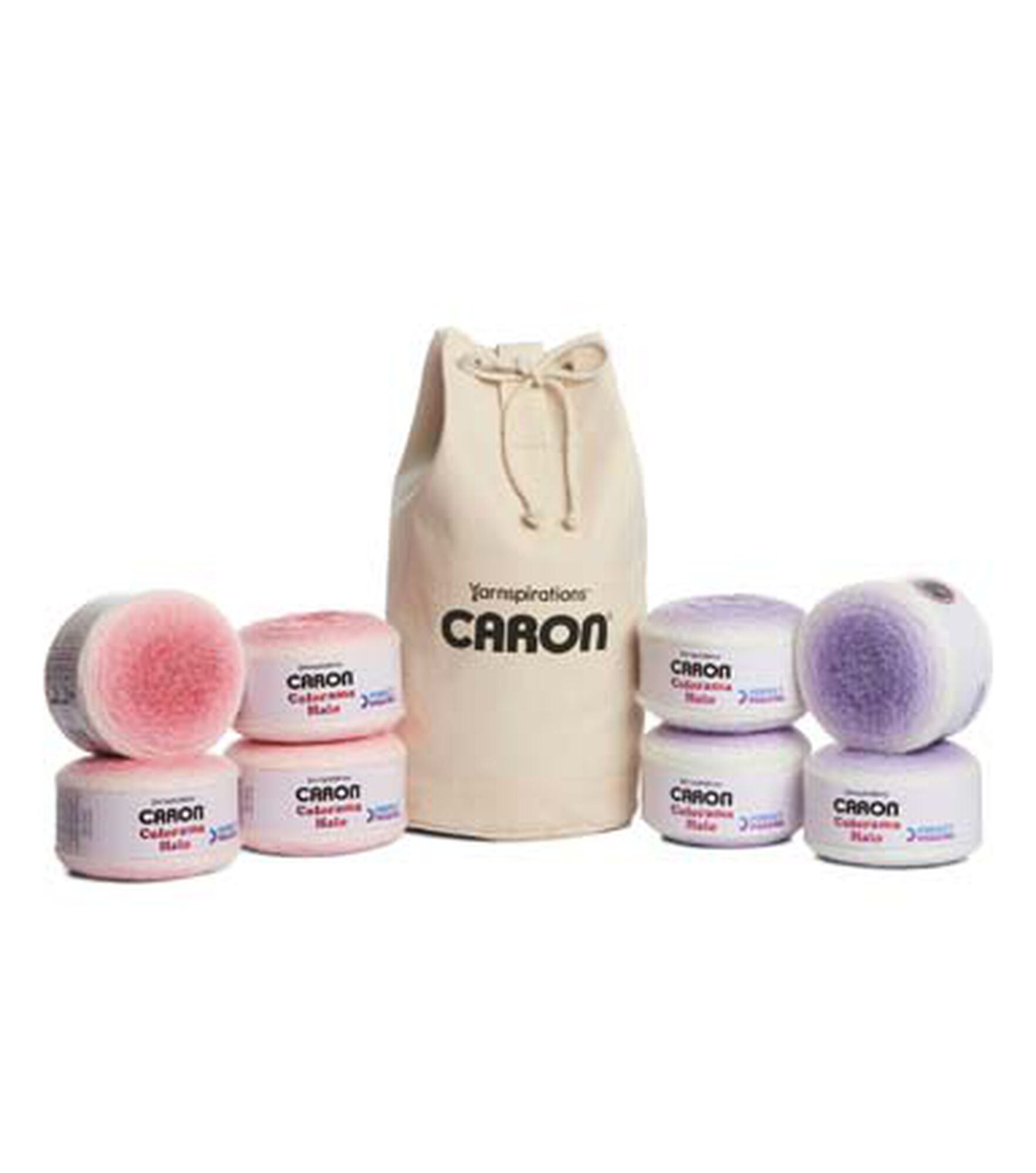 Caron Colorama Halo 481yds Bulky Polyester Yarn 8 Bundle & Canvas Bag, Rose Frost, hi-res