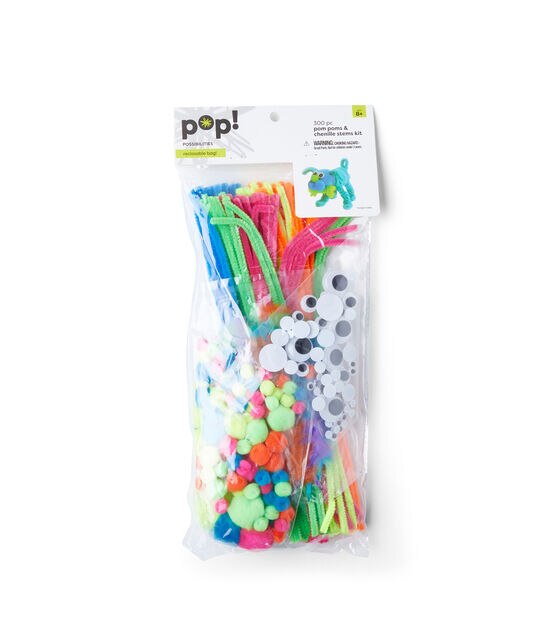 Pop! Possibilities Tinsel Chenille Swirl Stems 10pk - Pink - Kids Craft Basics - Kids