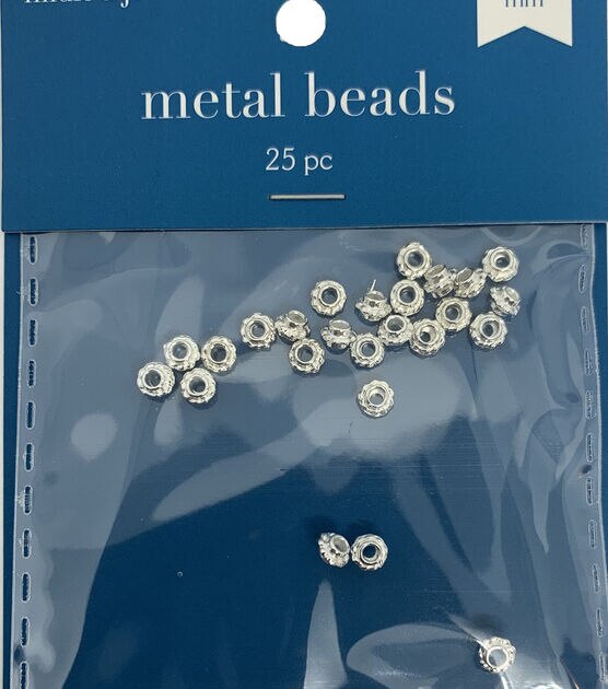 4mm Silver Round Cast Metal Spacer Beads 25pc by hildie & jo