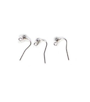 20mm Shiny Silver Metal Ball Fish Hook Ear Wires 60pk by hildie & jo