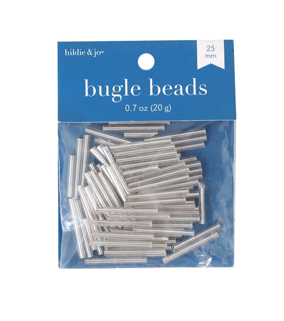 Czech Glass Bugle Beads 25mm ( 1 inch ) Shiny Gray