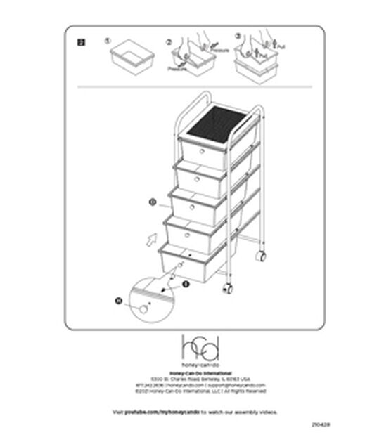 37" Steel Rolling Storage Cart With Clear Plastic 5 Drawers by Top Notch, , hi-res, image 12