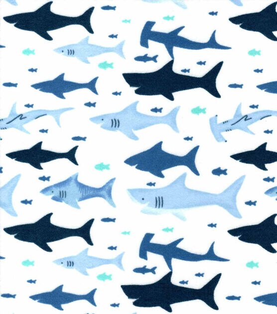  Comfy Flannel Sharks Blue, Fabric by the Yard : Arts