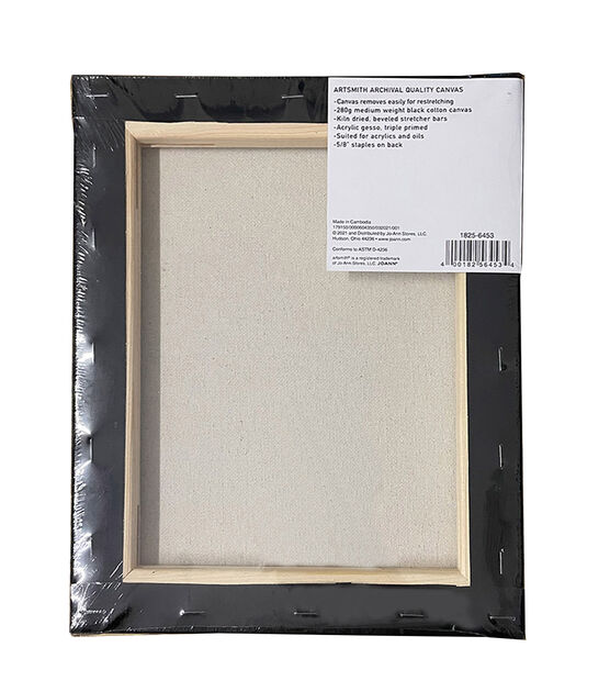 2-1/2 Stretched Black Cotton Canvas 8X10: Box of 5
