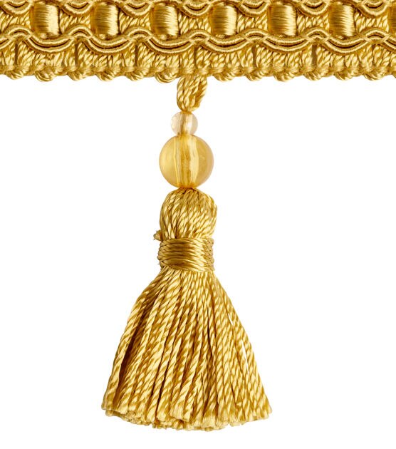 ISABELLE Vintage Gold 3 1/2 Beaded Tassel Fringe Trim / Drapery