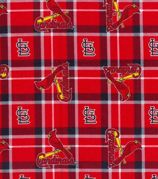 St. Louis Cardinals Plaid Fleece Fabric - MLB Fleece Fabric By The