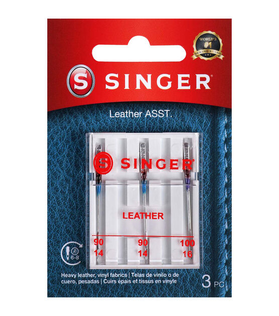 Singer Machine Needle Leather Size 14/16 3pc