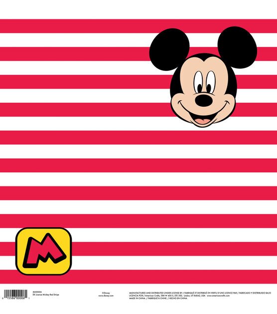 Disney Single-Sided Paper 12x12 Mickey Stripes