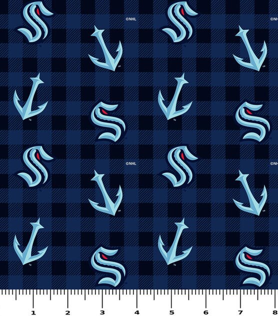 Seattle Kraken NHL Check Flannel Fabric, , hi-res, image 2