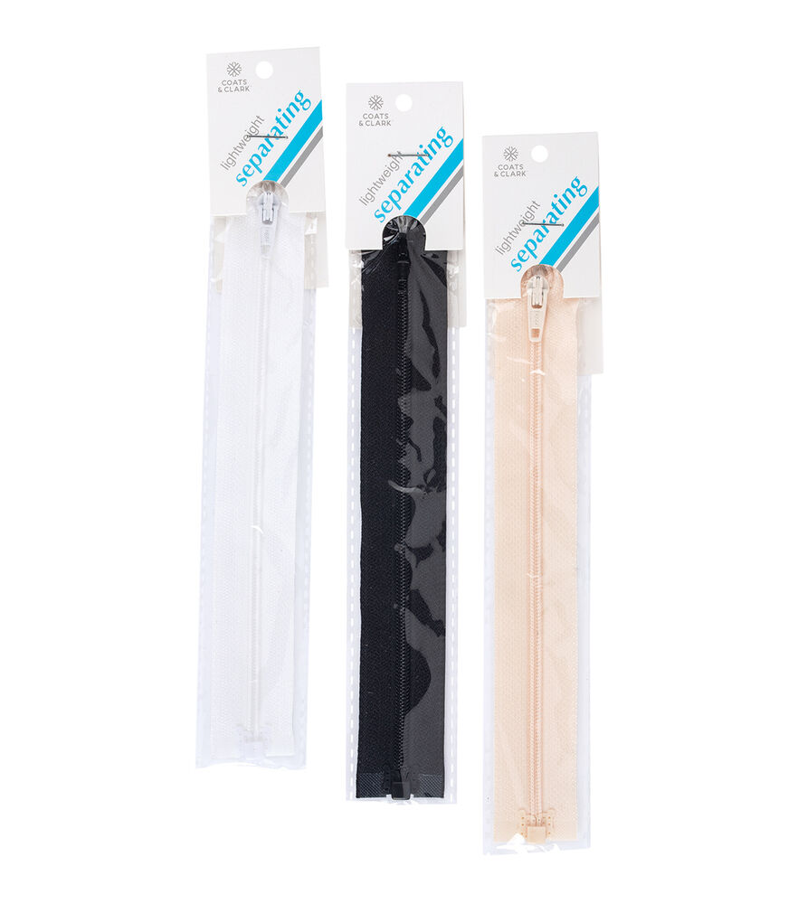 Coats & Clark Sport Lite Zippers in White | Size: 22 | Pattern: Knit | by Yarnspirations