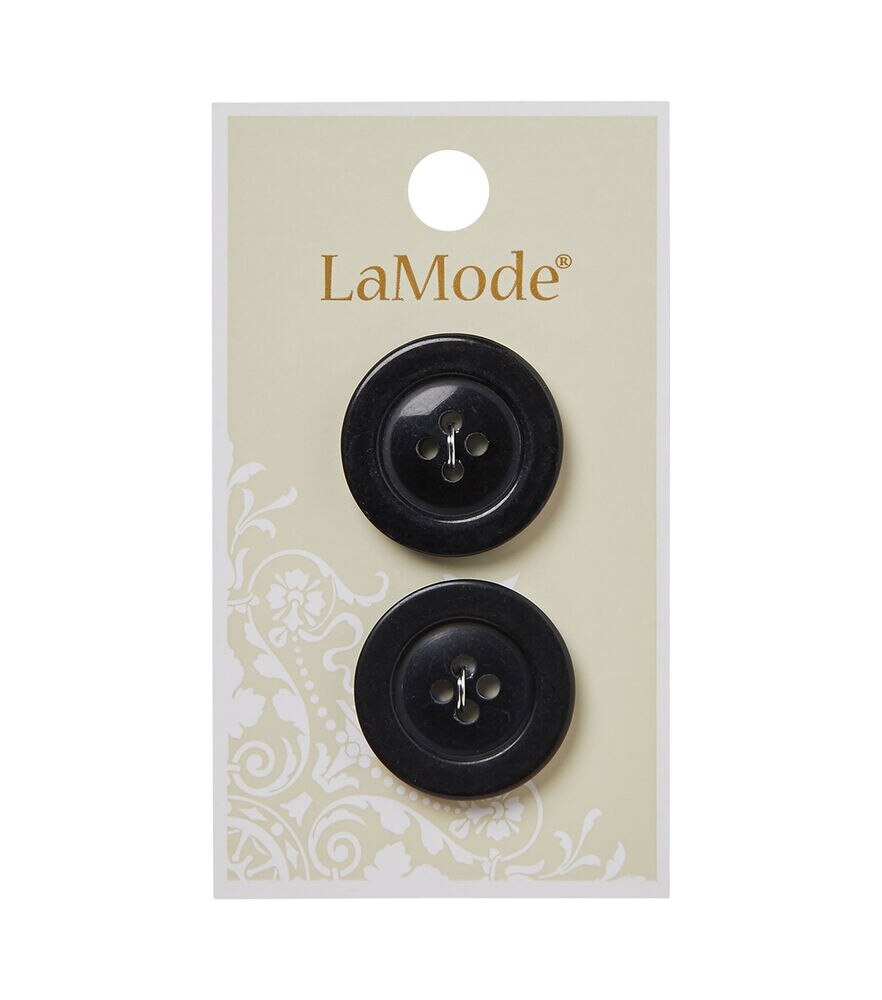 La Mode 7/8" Round 4 Hole Buttons 2pk, La Mode Buttons 2002, swatch