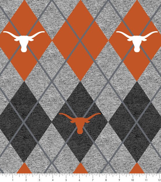 Texas Longhorns Fleece Fabric Heather Argyle