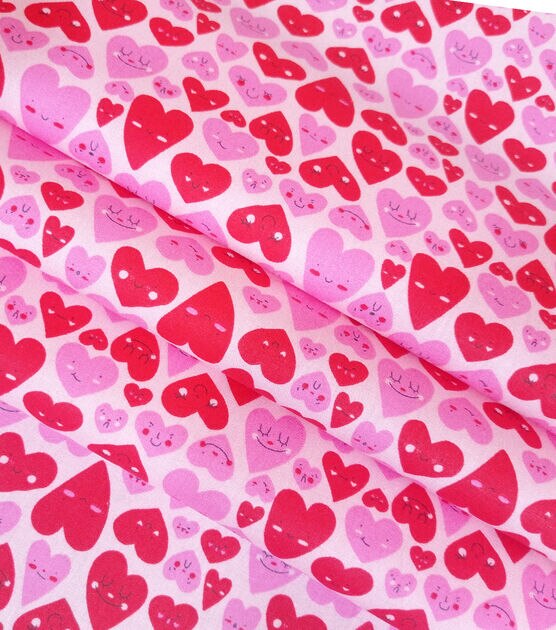 Hearts On Pink Valentine's Day Cotton Fabric, , hi-res, image 3