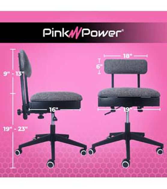Pink Power Adjustable Height Sewing Craft Chair, , hi-res, image 5