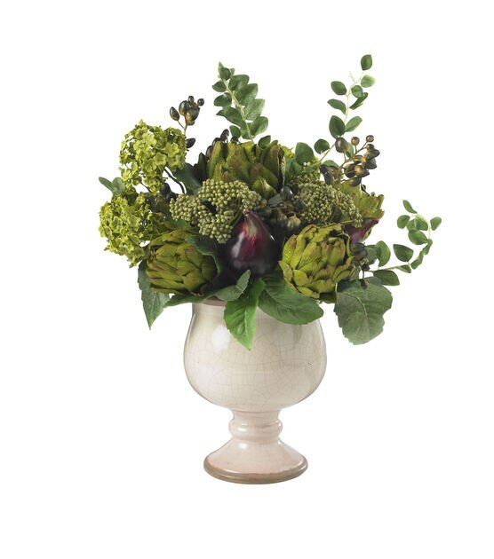 Nearly Natural Artichoke and Hydrangea Flower Arrangement