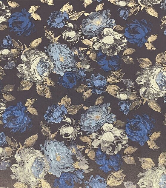 Blue Vintage Pastel Floral Jacquard Fabric