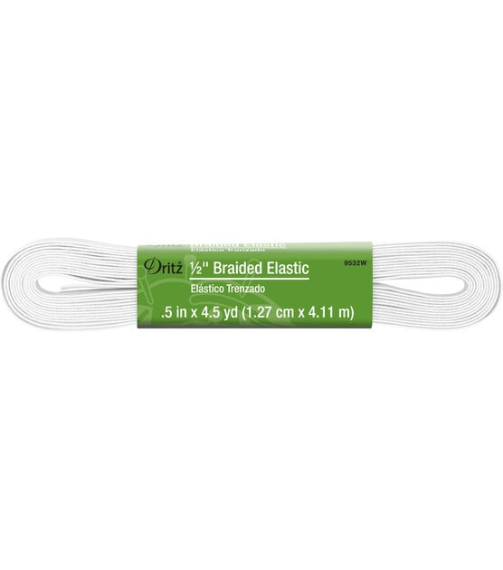 Dritz 1/2" White Braided Elastic, 4-1/2 yd