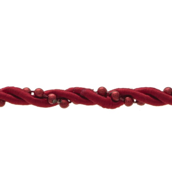 1/4'' Red Twisted Cord With Pearls Apparel Trim