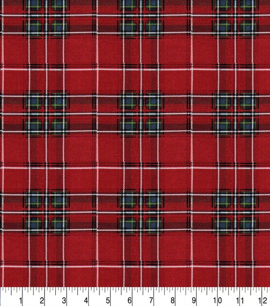 Red Tartan Plaid Christmas Cotton Fabric