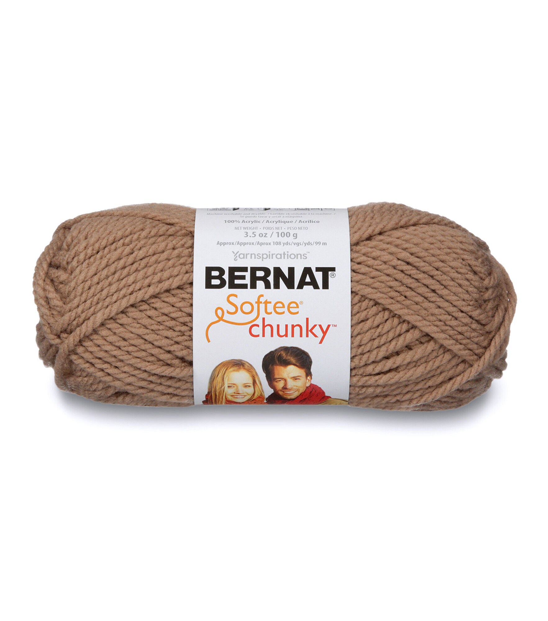 Bernat Softee Chunky 108yds Super Bulky Acrylic Yarn, Taupe, hi-res