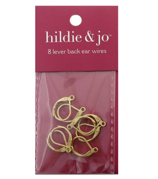 16mm Matte Gold Metal Lever Back Plain Ear Wires 8pk by hildie & jo