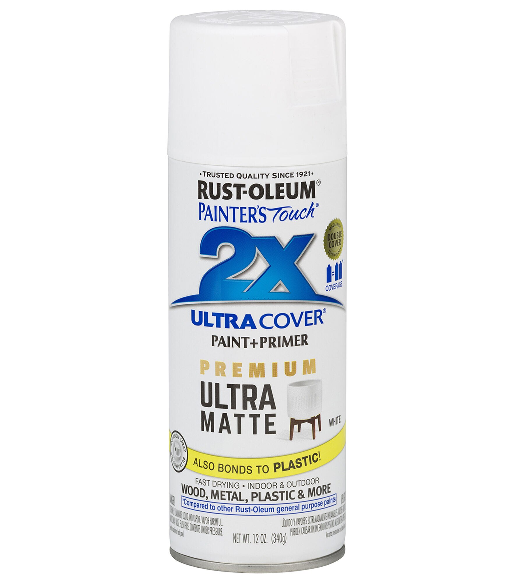 Rust Oleum Painter's Touch 2X Ultra Cover Matte Spray Paint, White, hi-res